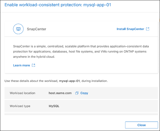 Enable workload-consistent protection page
