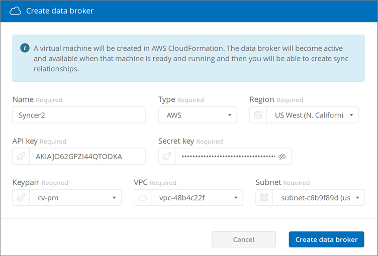 Creating a Cloud Sync data broker