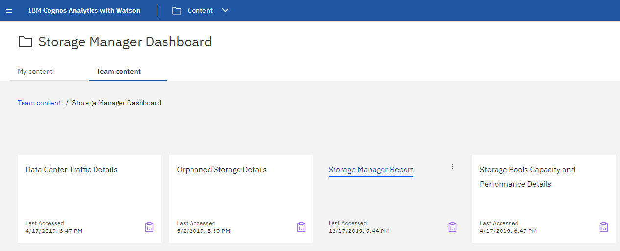 Storage Manager Dashboard Options