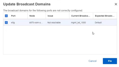 Update Broadcast Domains dialog