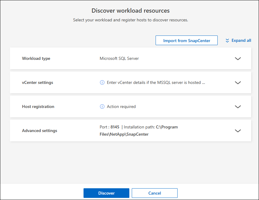Screenshot „Workload-Ressourcen entdecken“