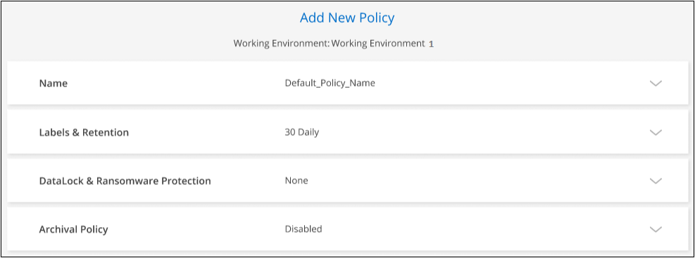 Ein Screenshot, der die Einstellungen für die Backup-Richtlinien zeigt, in denen Sie den Backup-Zeitplan und die Einstellung für die Backup-Aufbewahrung hinzufügen können.