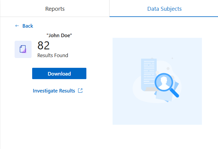 Screenshot der DSAR-Suche