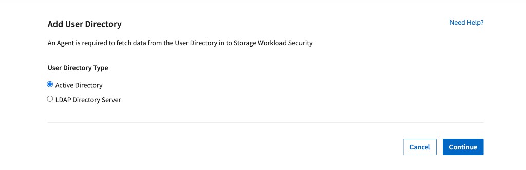 Dialogfeld „Benutzerverzeichnis hinzufügen“ mit Optionen für Active Directory und LDAP Directory Server.,title="Benutzerverzeichnistyp auswählen",width=652,height=211