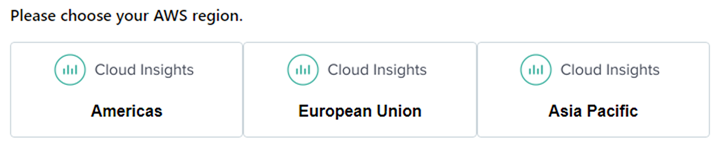 Auswahl der Region, in der der Mandant „Data Infrastructure Insights“ gehostet werden soll