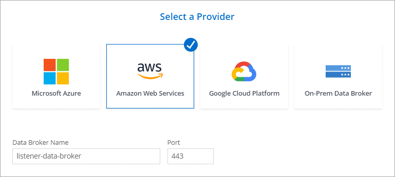 Ein Screenshot, der die Option zum Angeben eines Ports auf dem Listener-Datenbroker zeigt.
