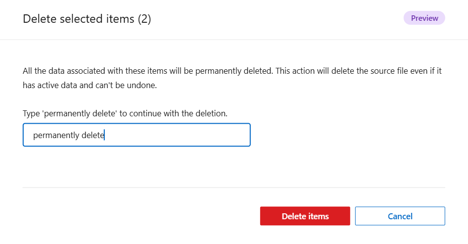 Screenshot des Löschdialogs