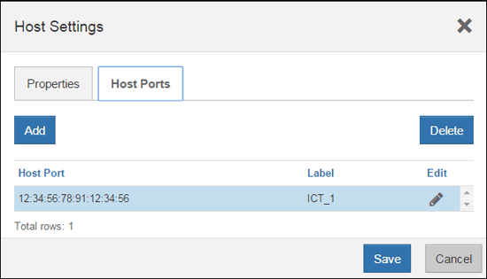 Registerkarte Ports des Dialogfelds „sam1130 ss Host-Einstellungen“ maint e5700