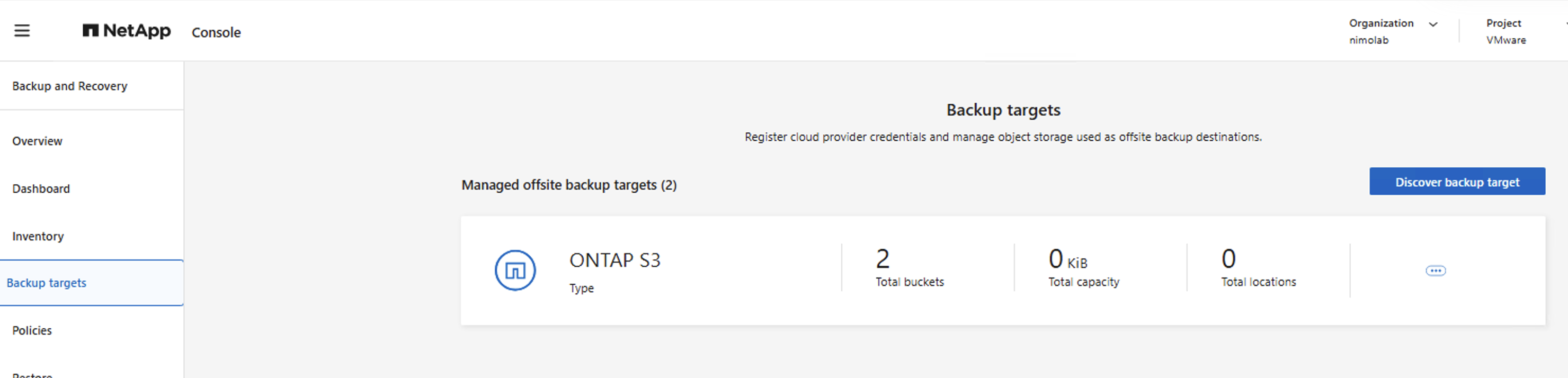 ONTAP S3 Objektspeicher als Sicherungsziel in der NetApp Console entdecken