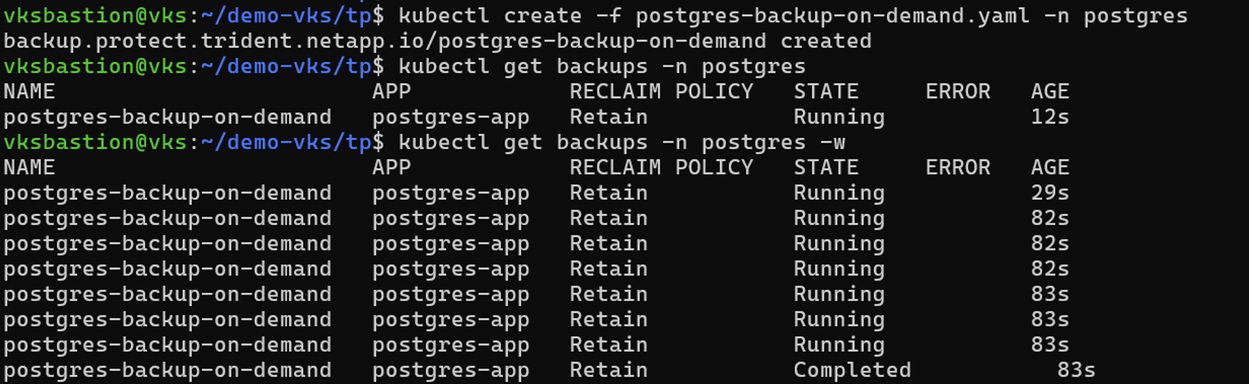 On-demand-Backup erstellt