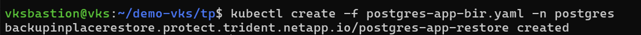 Backup in-place restore erstellt