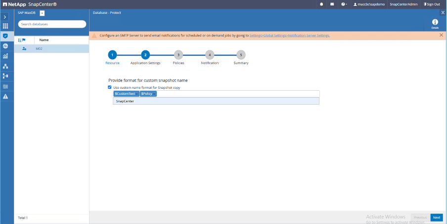 Screenshot der Benutzeroberfläche zum Hinzufügen von MaxDB-Ressourcen