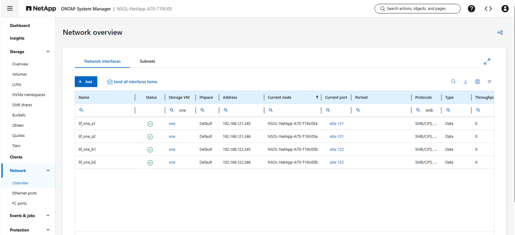 NAS-Schnittstellendetails