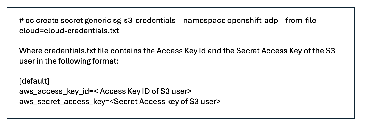 Erstellen Sie mithilfe von CLI Secret für S3-Benutzeranmeldeinformationen