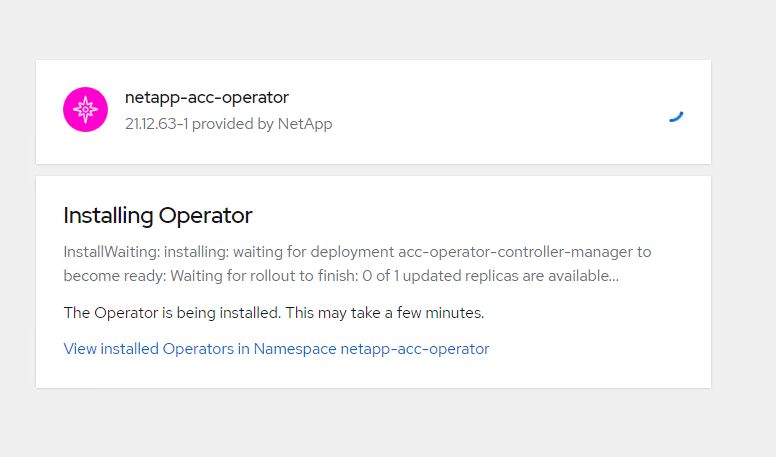 ACC-Operator wartet auf Installation