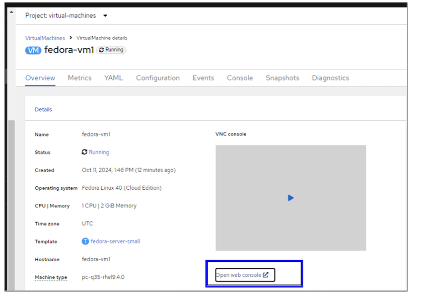 Verbindung zur OCP-V VM