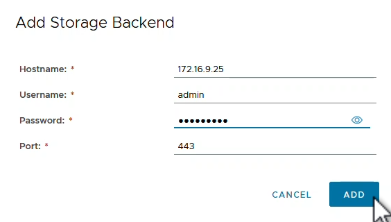 Storage-Back-End hinzufügen