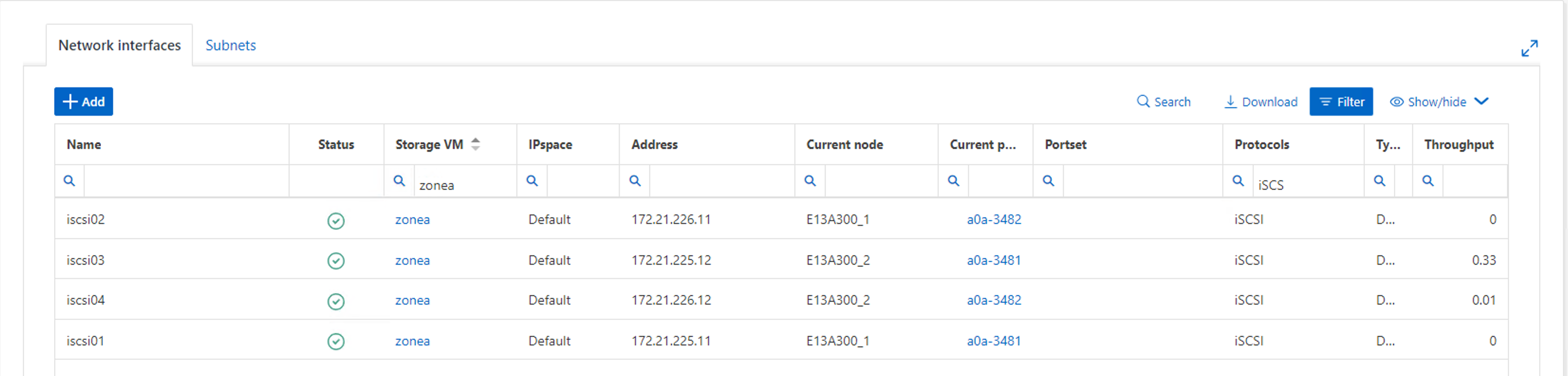 System Manager iSCSI LIFs