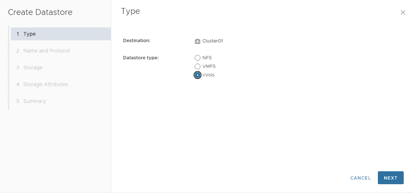 VVol Datastore-Auswahl mit 10.1