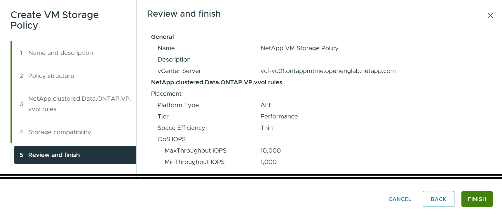 Rolle=„Daumen“ „Erstellung von VM-Speicherrichtlinien mit ONTAP Tools VASA Provider 9.10„.300
