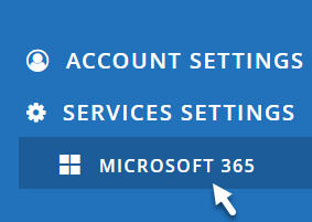 Pfeil zeigt auf die Serviceeinstellungen von Microsoft 365 an