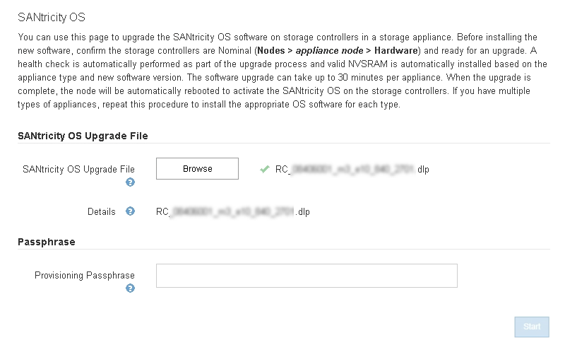 Gültige Datei für das SANtricity OS Upgrade