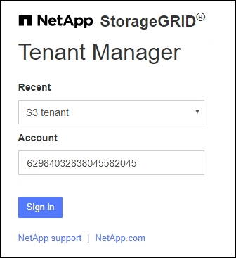 StorageGRID -Anmeldeseite