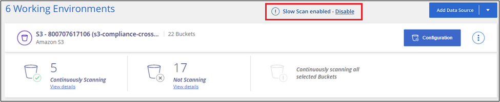 Una captura de pantalla que muestra cómo activar el análisis de cumplimiento lento.