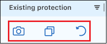 Una captura de pantalla que muestra el estado de los tres tipos de protección: Instantáneas, replicaciones y copias de seguridad.