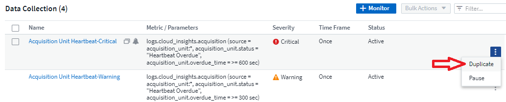 Duplicación de un Monitor de registro