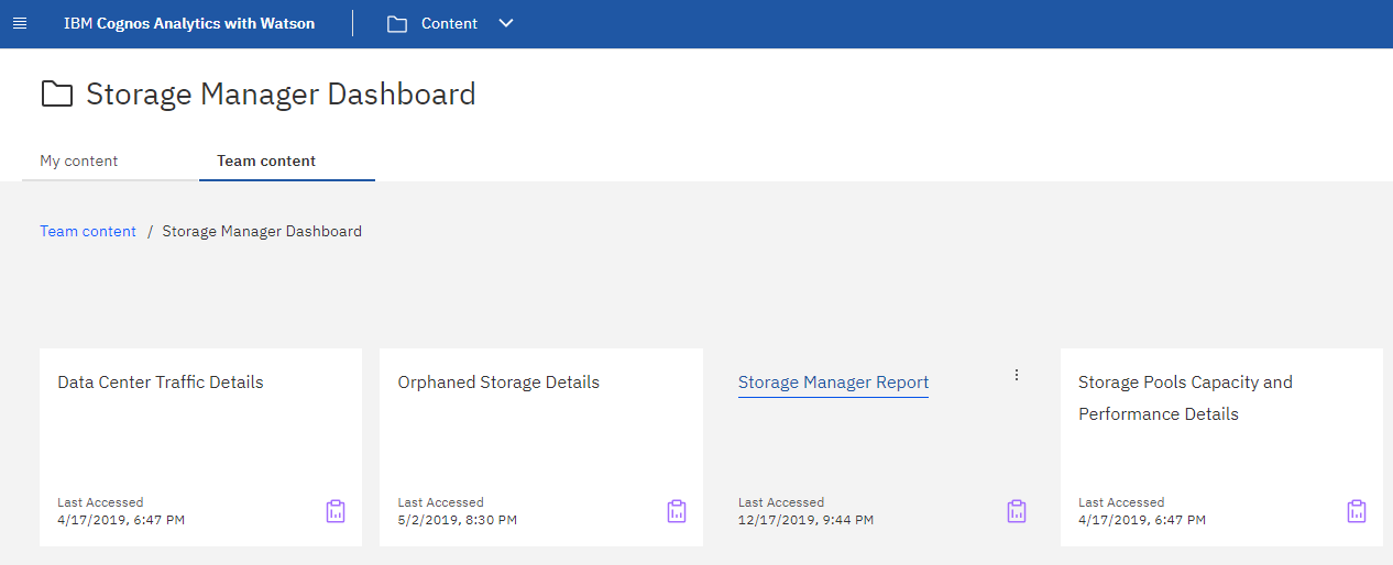 Opciones de la consola de Storage Manager