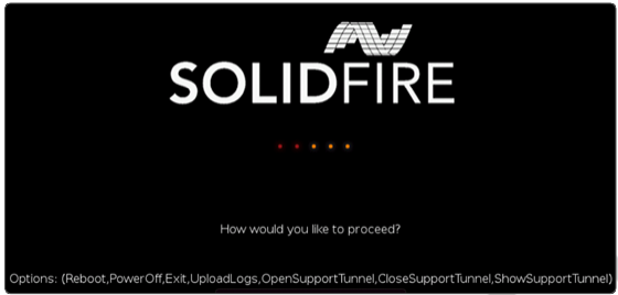 Opciones del menú SolidFire RTFI