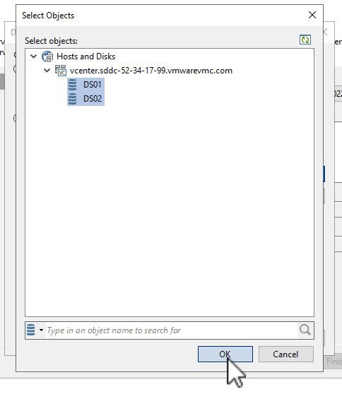 Seleccione almacenes de datos a los que acceder