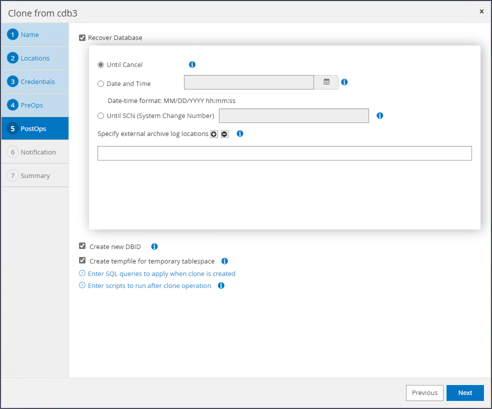 Captura de pantalla que muestra la configuración de SnapCenter .