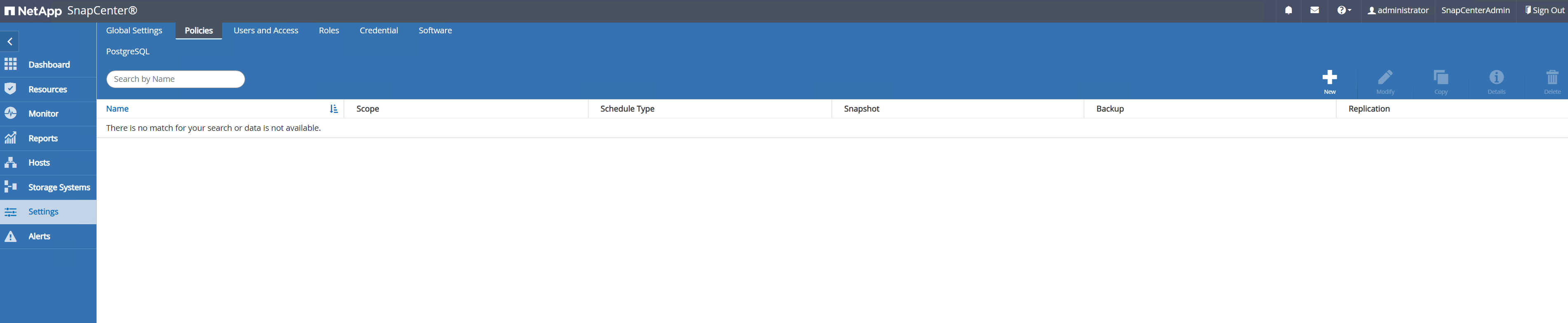 Esta imagen proporciona una copia de seguridad de la base de datos para el servidor SnapCenter