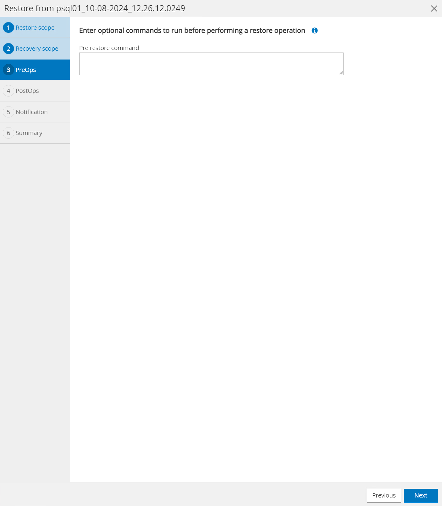Esta imagen permite restaurar la base de datos del servidor SnapCenter