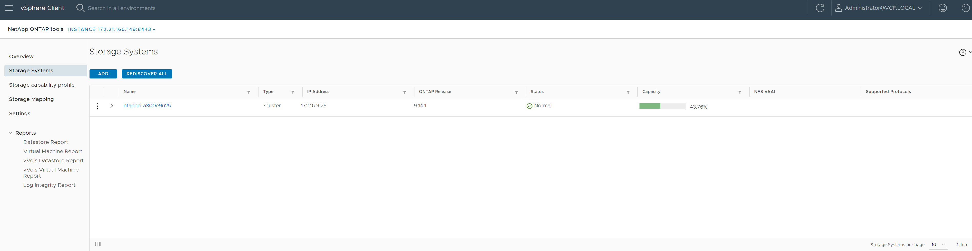 Captura de pantalla que muestra una configuración de perfil de capacidad de almacenamiento personalizada.