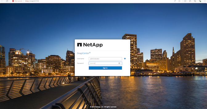 Captura de pantalla que muestra la configuración de SnapCenter .