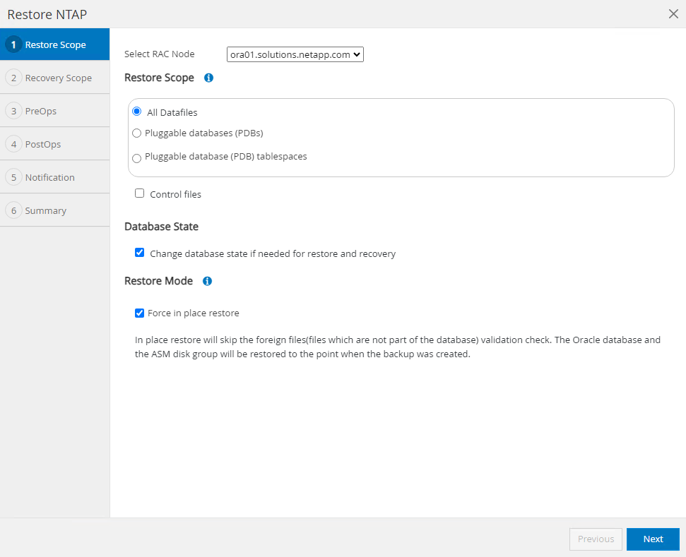 Captura de pantalla que muestra la configuración de SnapCenter .