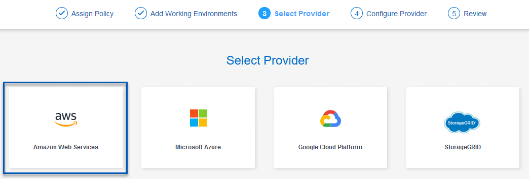 Seleccionar proveedor de nube