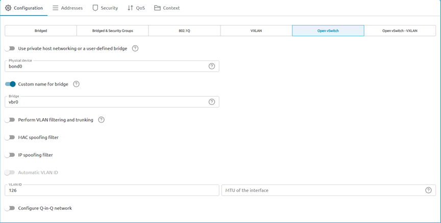 Modelos de red de OpenNebula