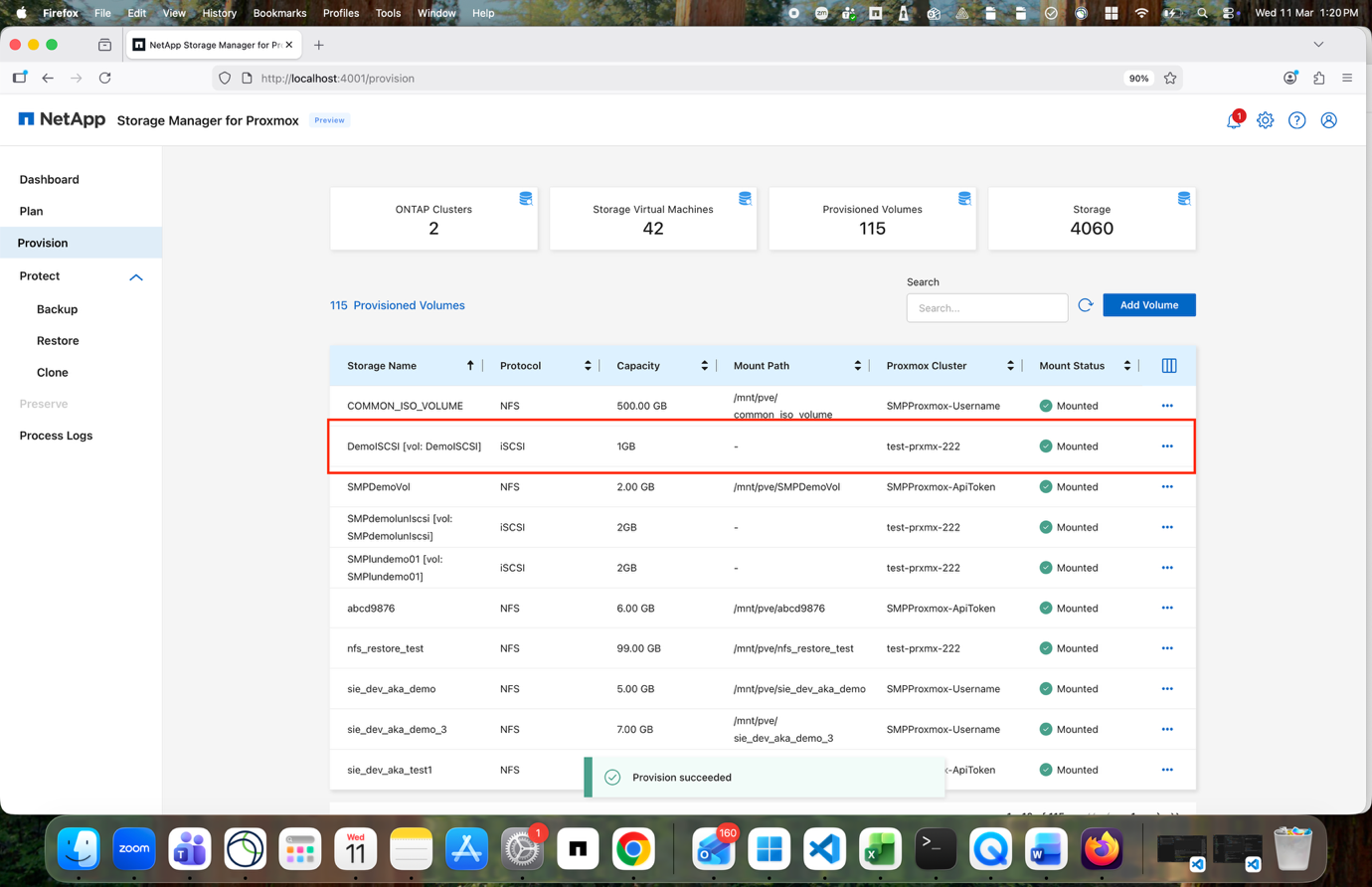 datastore iSCSI registrado en clúster Proxmox