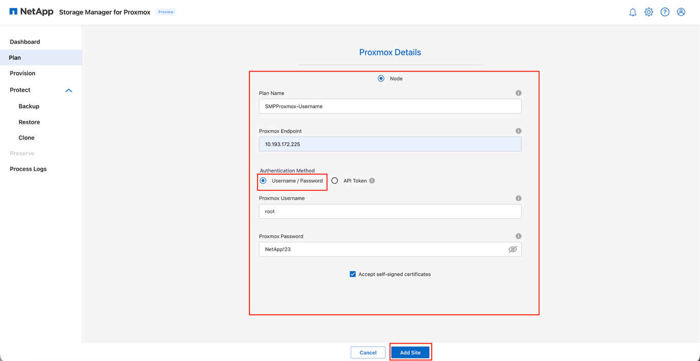 Agregar diálogo de Proxmox para credenciales de nodo