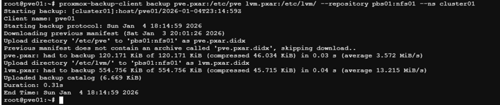 Comando de copia de seguridad del host de Proxmox VE