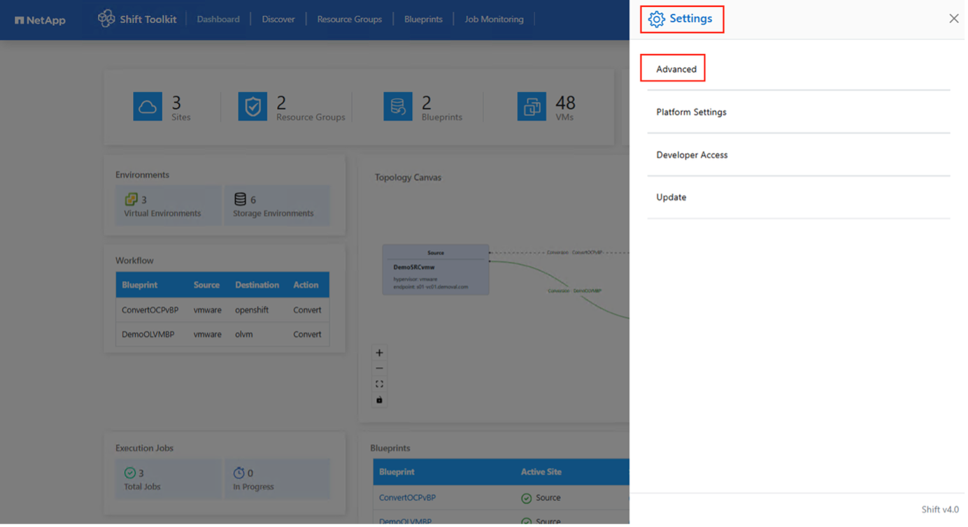 Icono de configuración en la barra de herramientas de Shift Toolkit