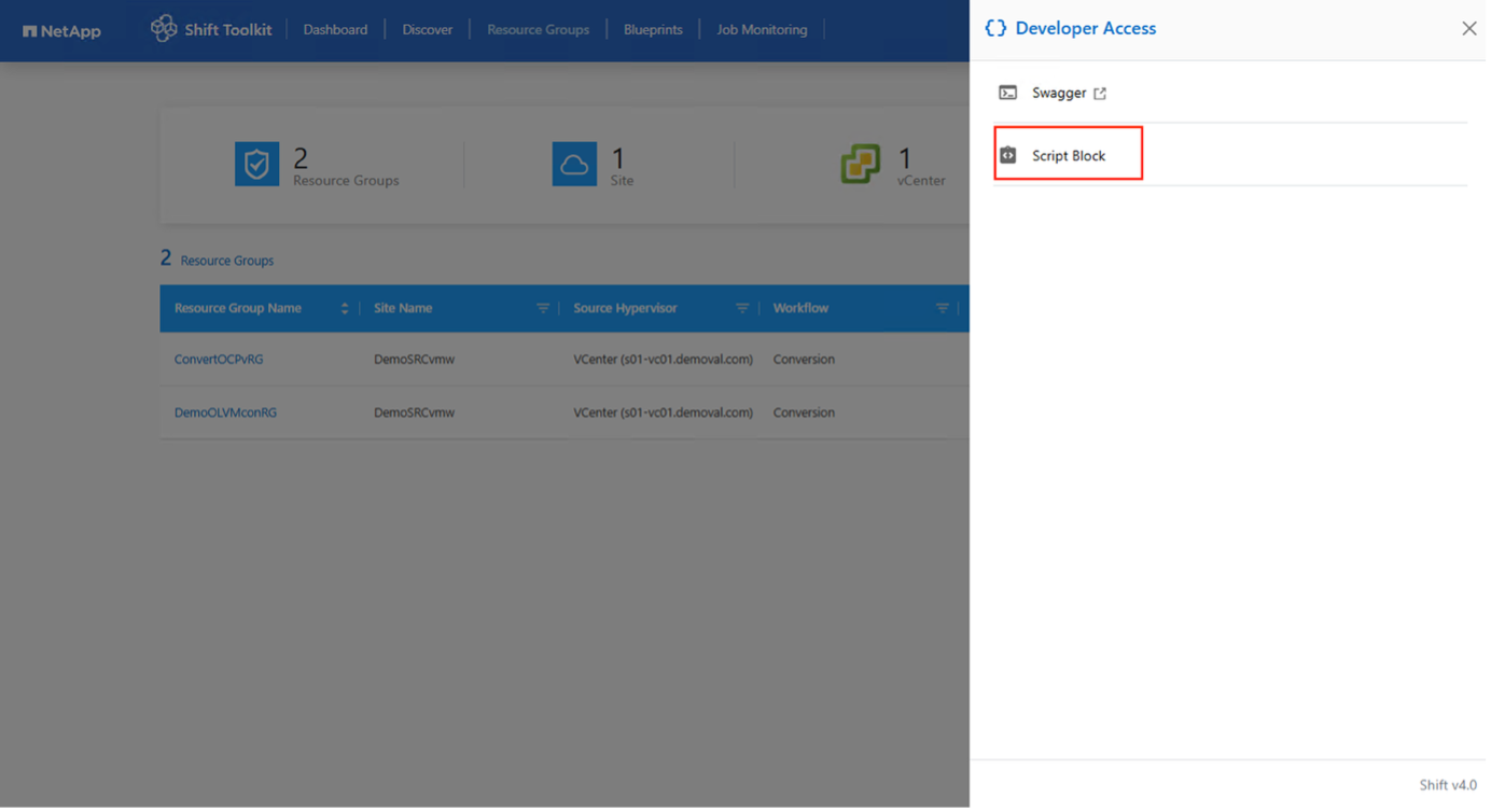 Interfaz de bloque de script