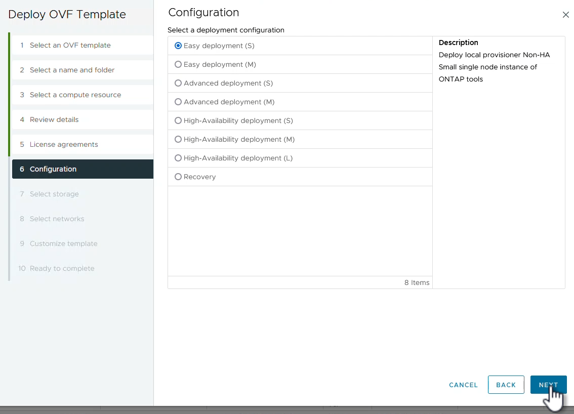 configuración - tipo de implementación