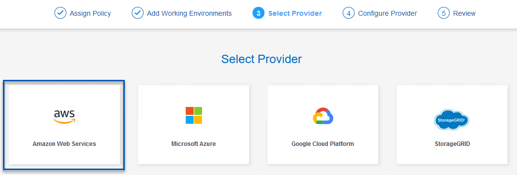 Seleccione un proveedor de cloud