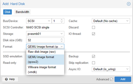 Formatos de disco de equipo virtual