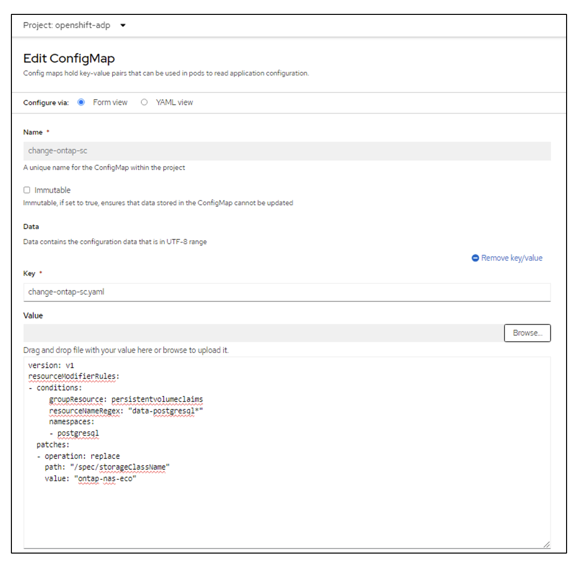 iu de asignación de configuración